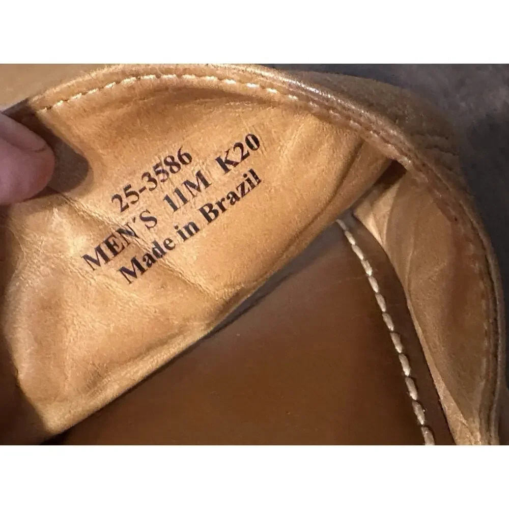 Johnston & Murphy Men’s Brown Leather Slide Sandals Size 11 Brown Made in Brazil
